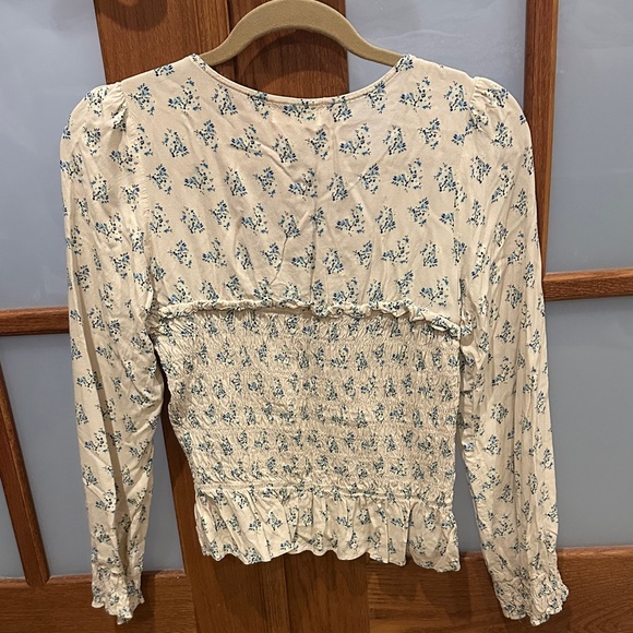 Boheme Cream Floral Smocked Ruffle Blouse - Picture 4 of 7